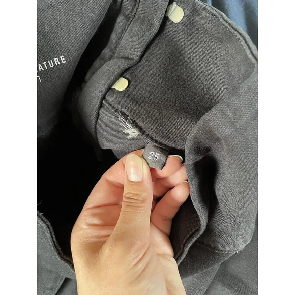 Spanx The Signature Straight Pant Trousers Black Side Zipper Raw Hem Size 25 - Picture 5 of 8